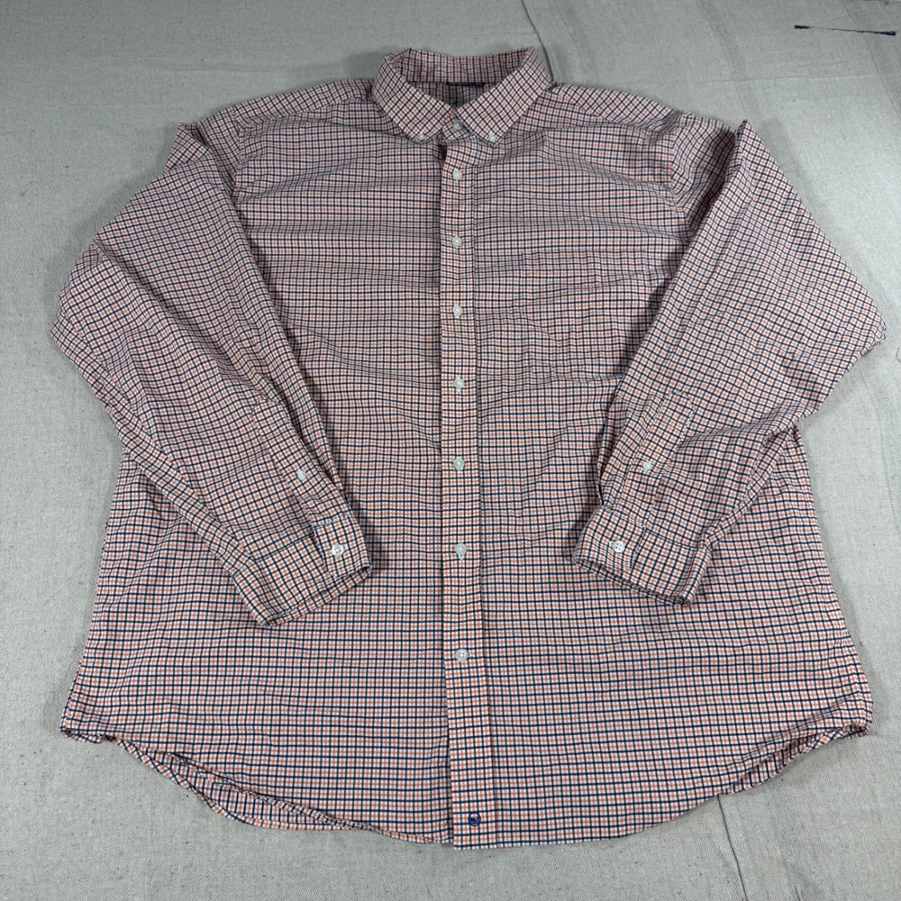 Vineyard Vines Shirt Mens 2XT Orange Performance On-The-Go Check 2X Tall